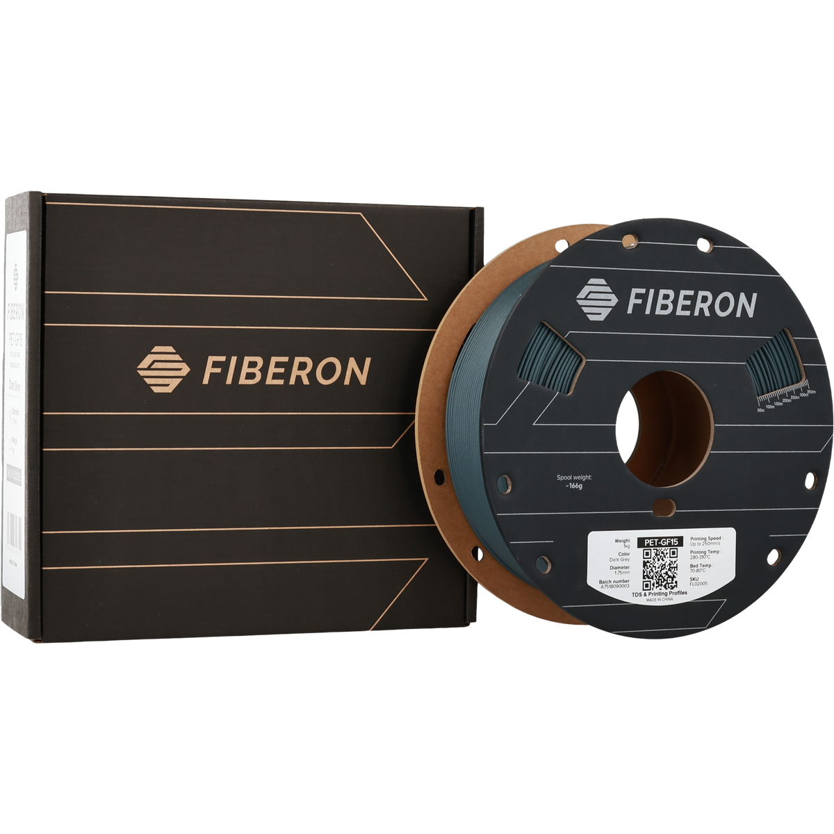 Polymaker Fiberon PET-GF15 Filament Koyu Gri