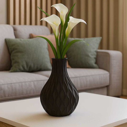 Dekoratif Dokulu Vazo Brick - Siyah