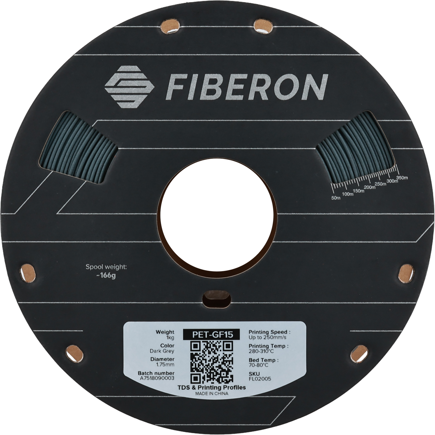 Polymaker Fiberon PET-GF15 Filament Koyu Gri