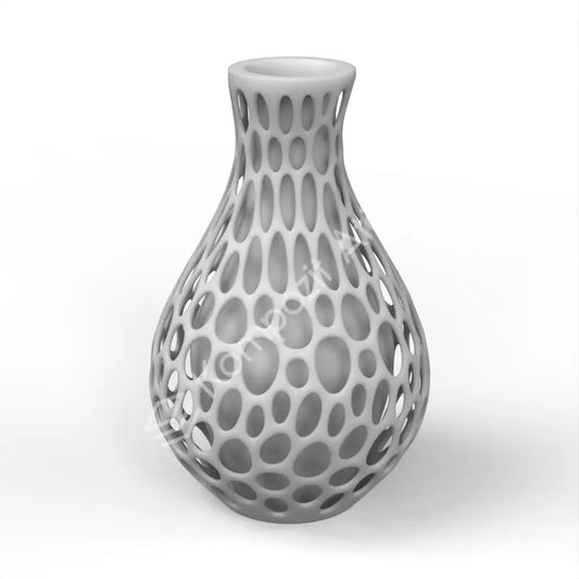 Benek Dokulu 3D Efekt Vazo - Beyaz Vazo